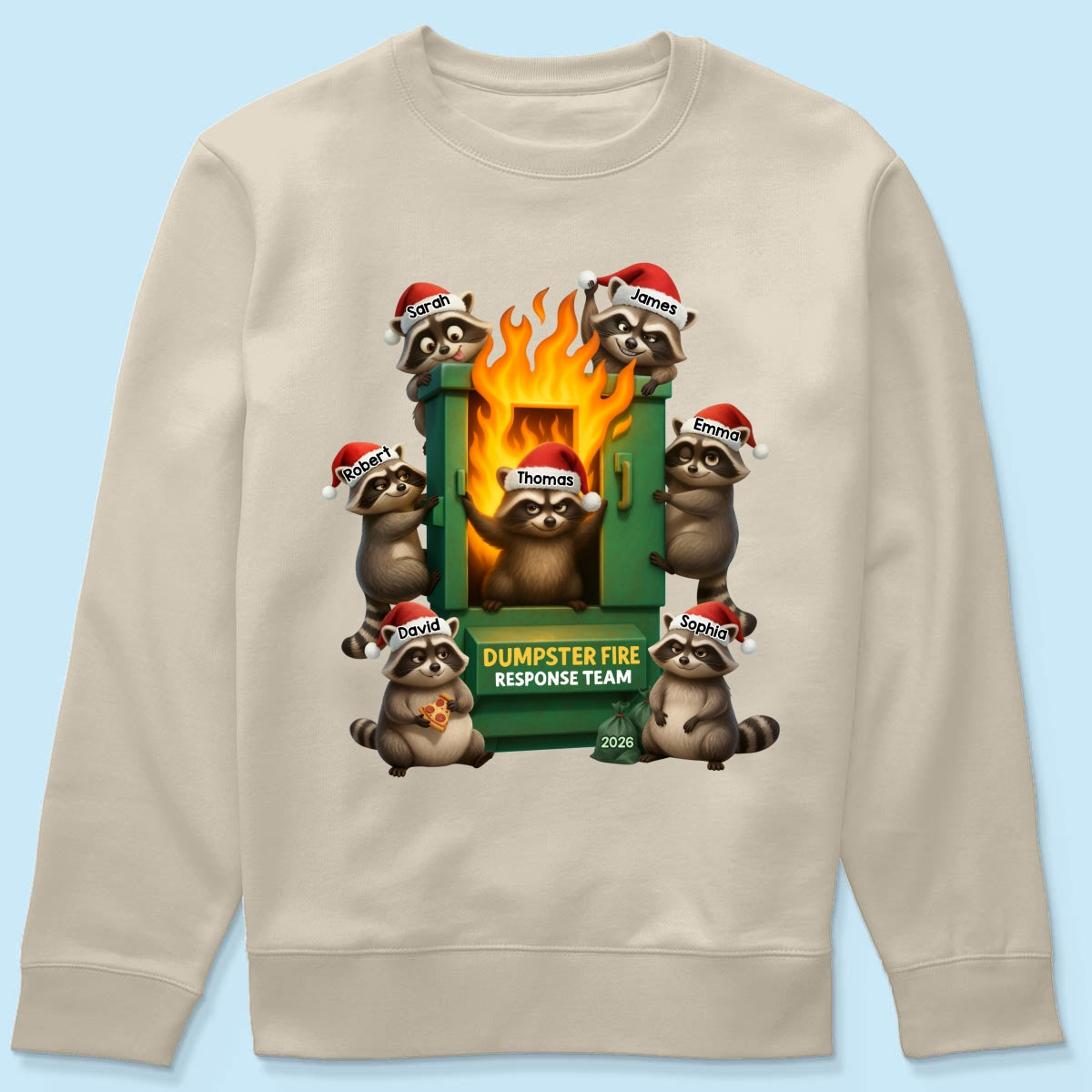 Cunning Raccoon Office Chaos Dumpster Fire Response Team - Personalized Shirt - Funny Holiday Gift for Coworkers