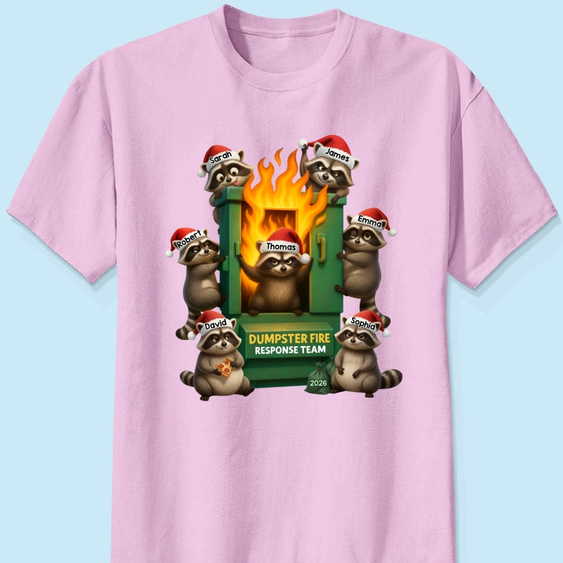 Cunning Raccoon Office Chaos Dumpster Fire Response Team - Personalized Shirt - Funny Holiday Gift for Coworkers