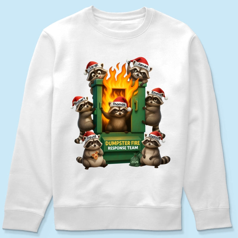 Cunning Raccoon Office Chaos Dumpster Fire Response Team - Personalized Shirt - Funny Holiday Gift for Coworkers