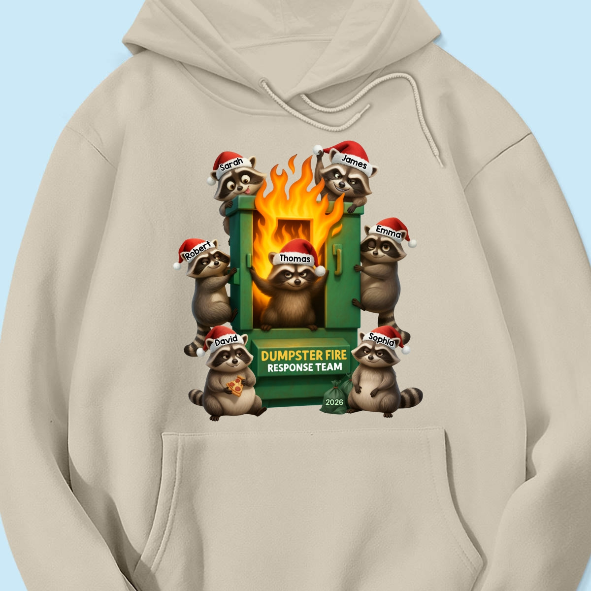 Cunning Raccoon Office Chaos Dumpster Fire Response Team - Personalized Shirt - Funny Holiday Gift for Coworkers