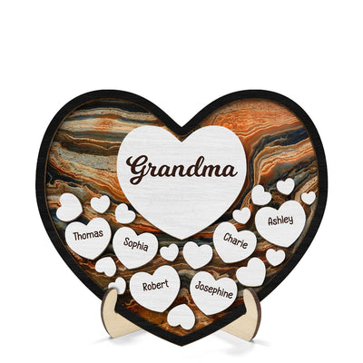 Grandma Mom Hearts In Heart Beautiful Background Personalized 2-Layer Wooden Plaque
