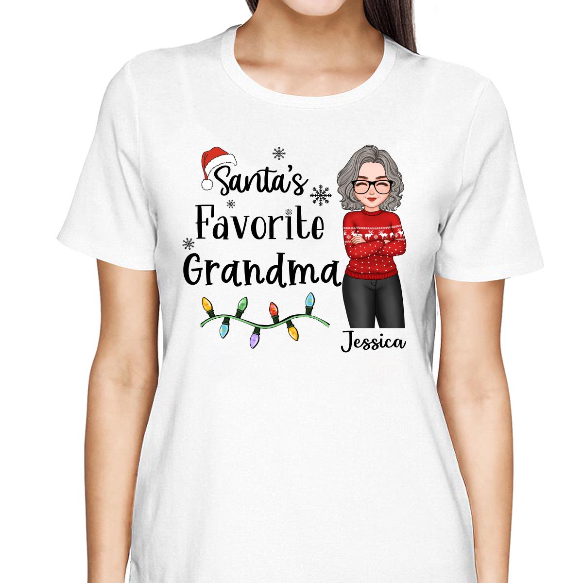 Santa's Favorite Grandma Christmas Cool Woman Personalized Shirt