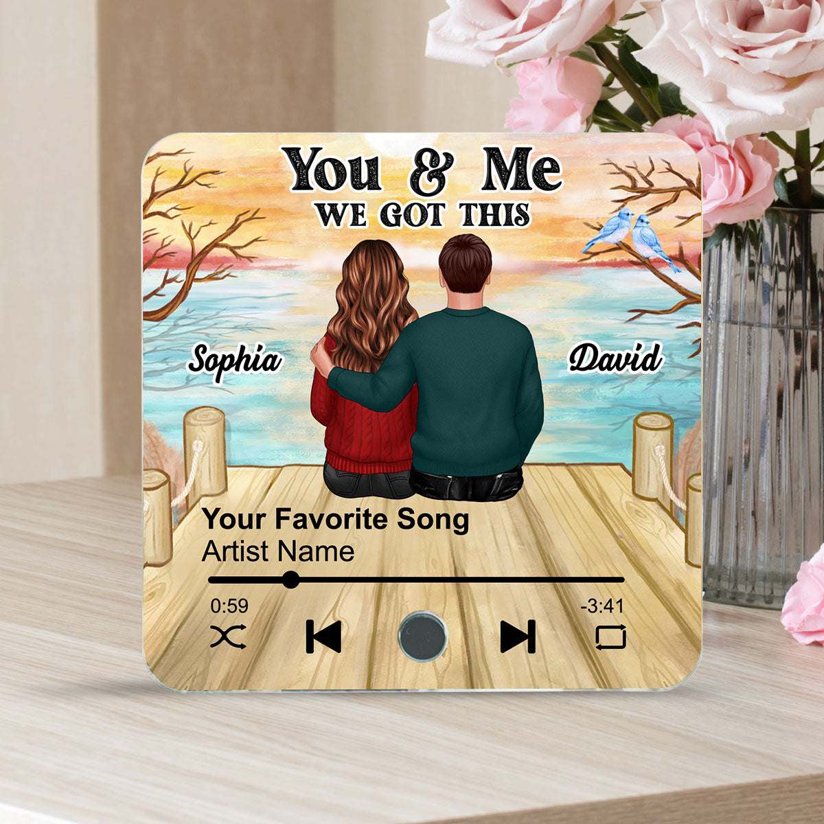 Couple Sitting Together Personalized Music Fridge Magnet, Heartfelt 2025  Gift For Couple, For Him, For Her, Boyfriend, Girlfriend, Husband, Wife
