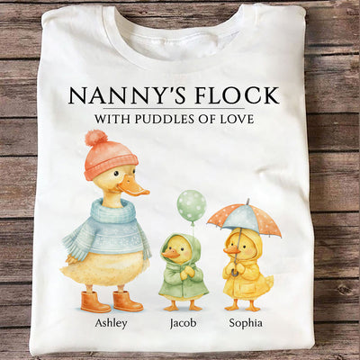 Nanny's Flock with Puddles of Love - Personalised Shirt - Gift for Grandma