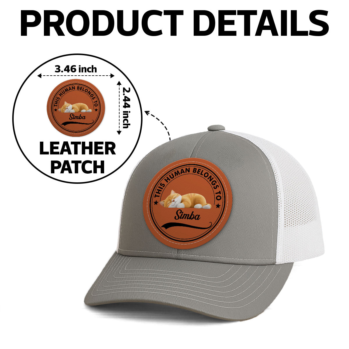 This Human Belongs To Cute Sleeping Cats Personalized Leather Patch Hat, Father's Day gift