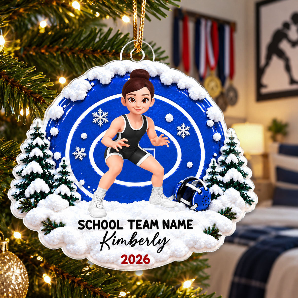 Girl Boy Wrestler - Personalized Acrylic Ornament - Christmas Gift For Kids Grandkids, Young Wrestlers