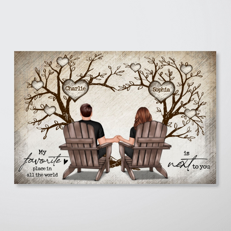 Couple Heart Tree Sitting Personalized Poster, Home Decoration, Anniversary Gift For Couple,  Gift For Him, For Her
