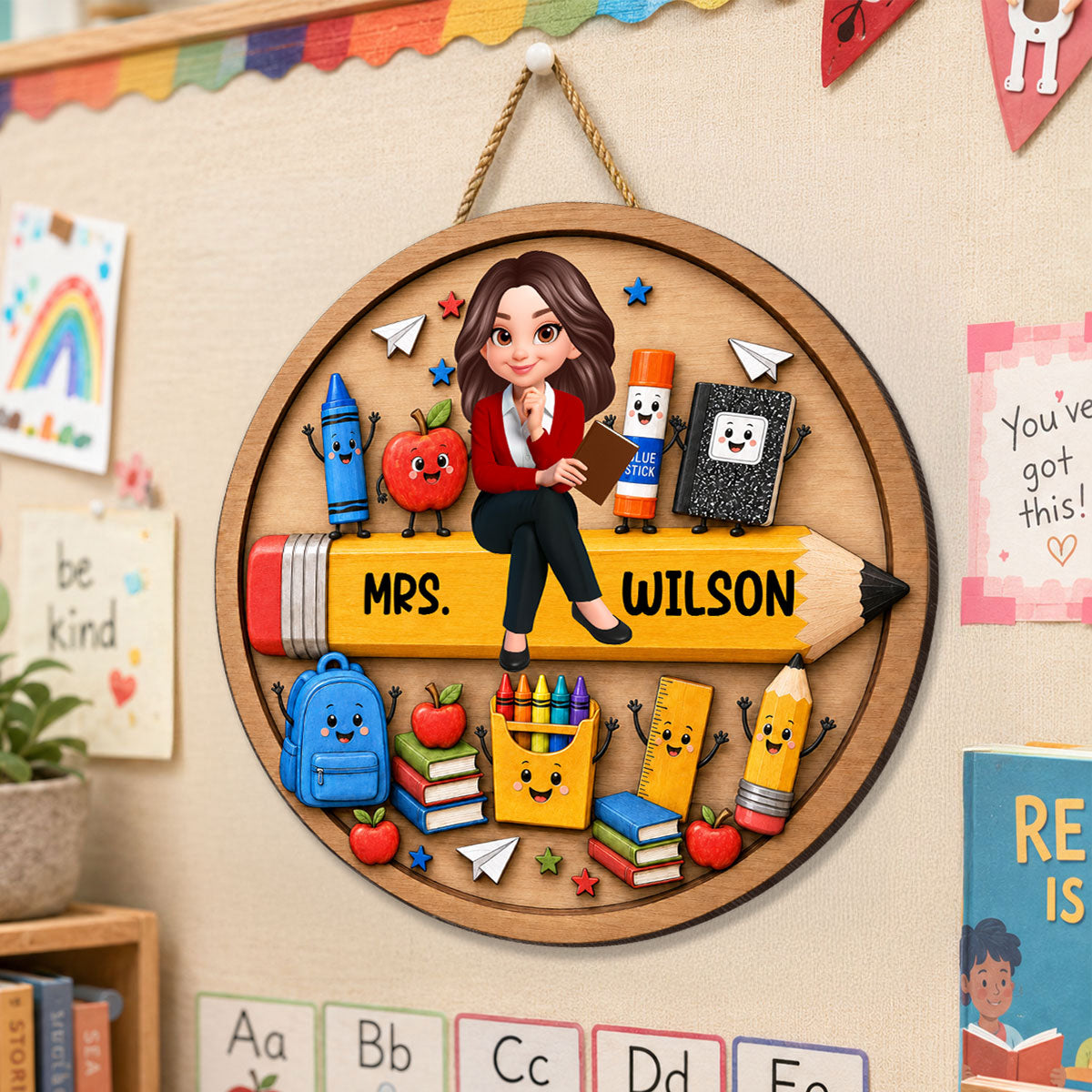 Funny School Supplies Teacher Welcome To Classroom - Personalized Wood Sign - Back To School, Classroom Decor