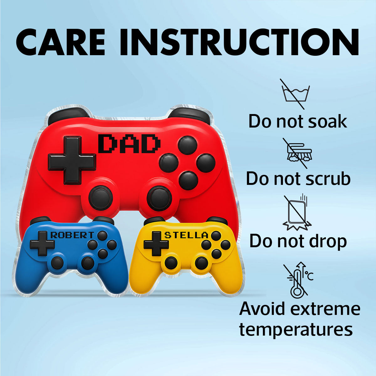 Gamer Dad Controllers - Personalized Acrylic Block Plaque - Father's Day Gift For Dad, Husband, Gamers