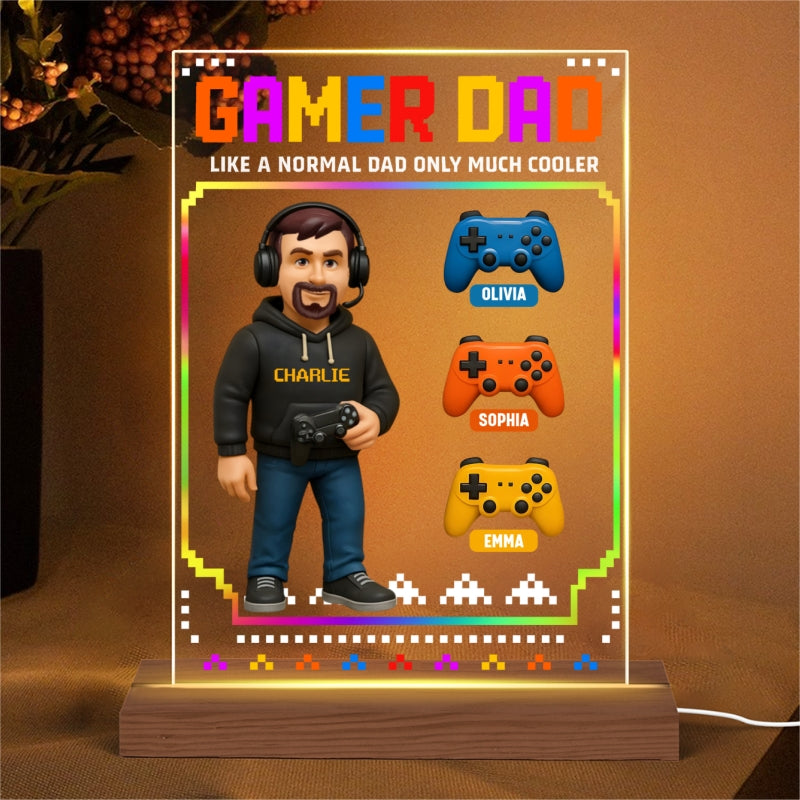 Gamer Dad Cooler Personalized LED Night Light, Father's Day gift for Gamer Dad, Gift for Husband