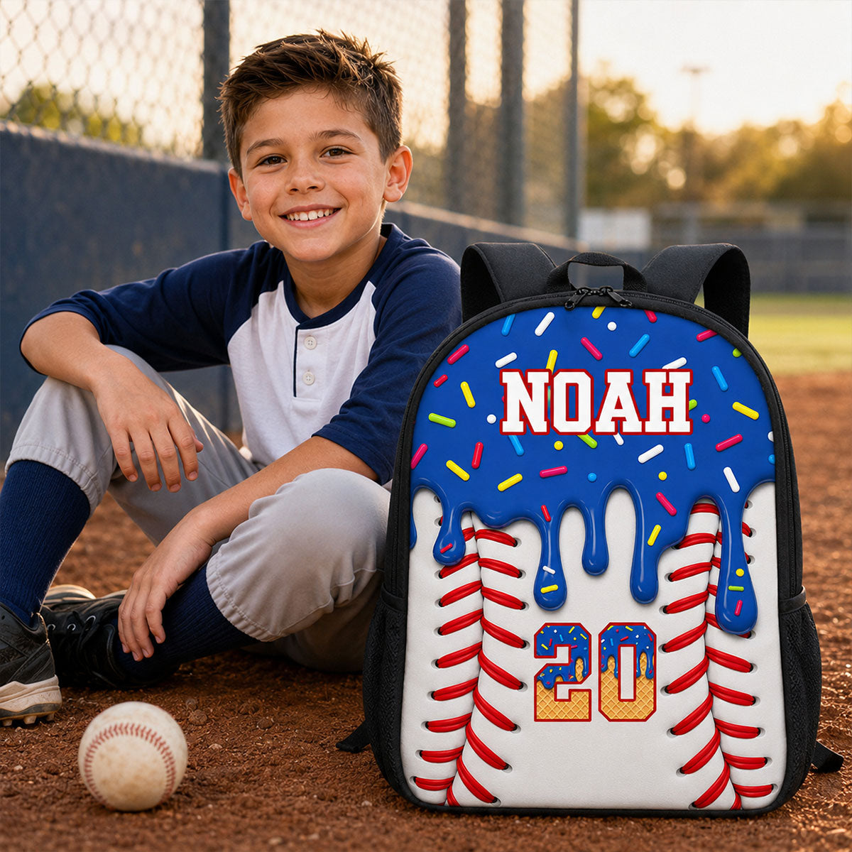 Baseball Drip Custom Name & Number - Personalized Backpack - Back To School Gift For Baseball Lovers, Baseball Players, Son, Daughter, Grandson, Granddaughter