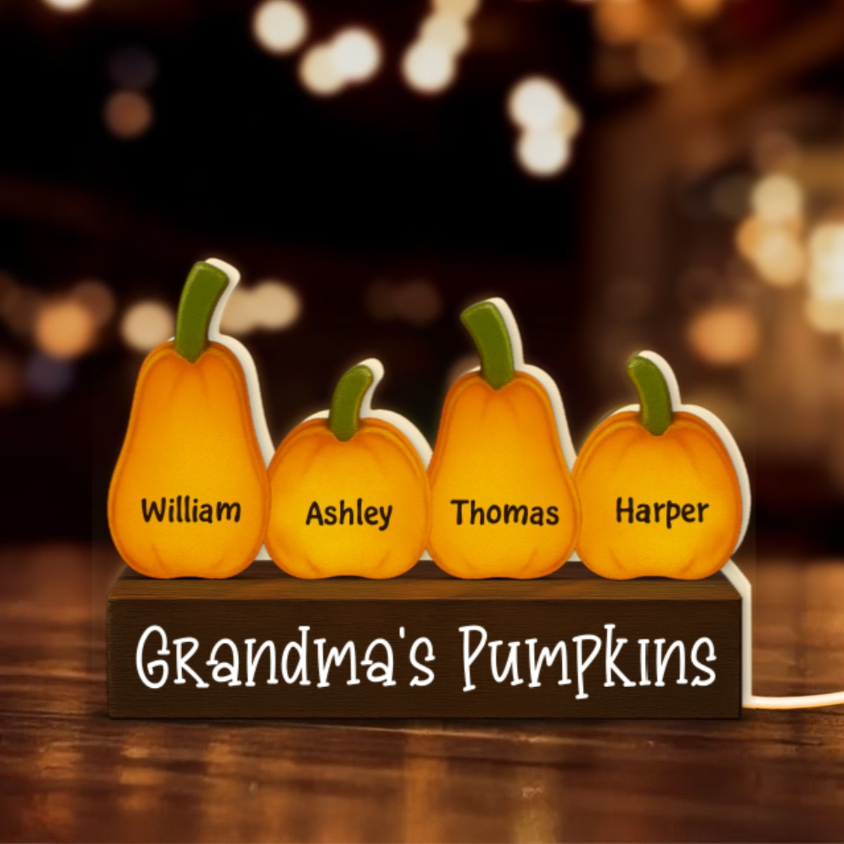 3D Effect Grandma Little Pumpkins Personalized LED Light Box