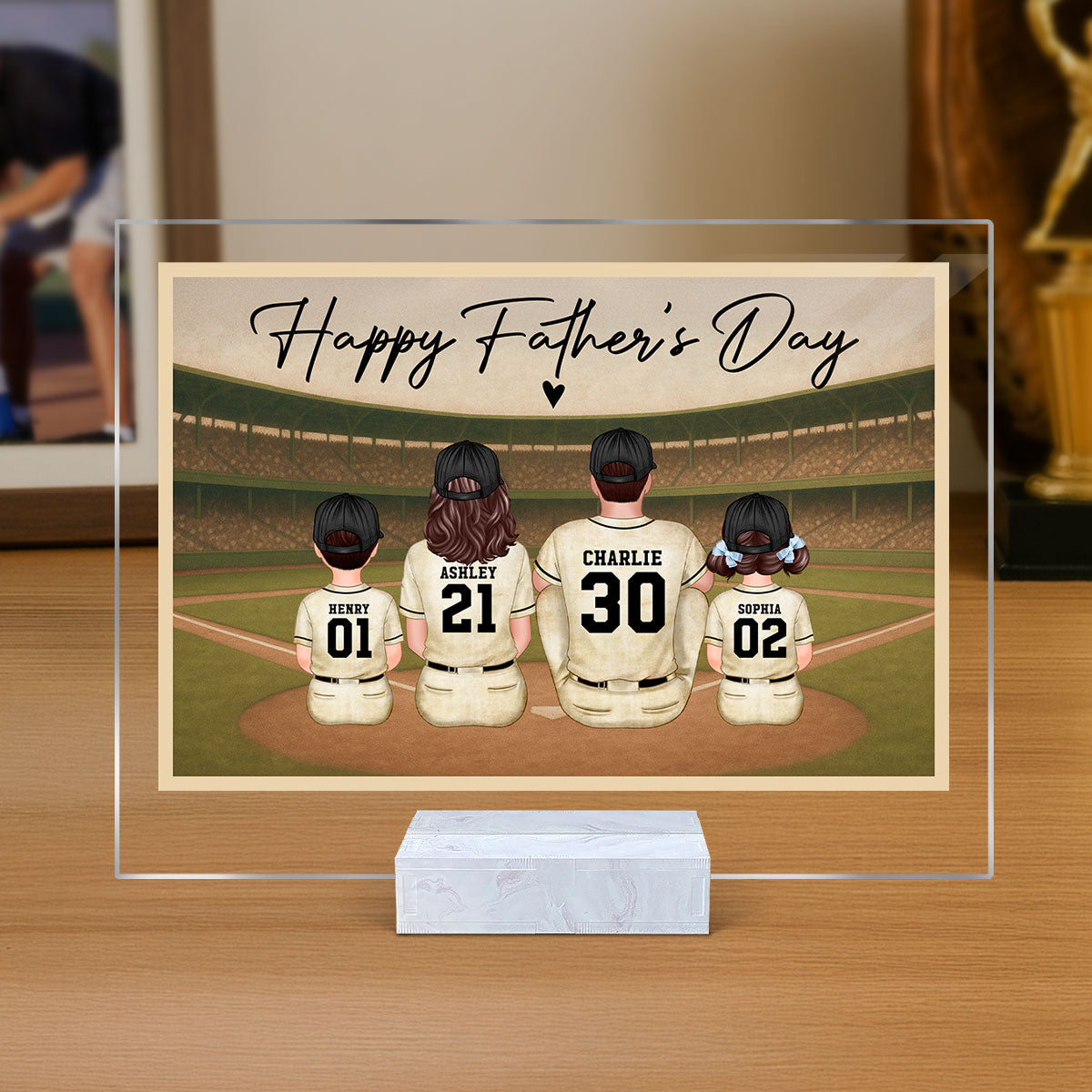 Retro Vintage Baseball Daddy's Dream Team Personalized Acrylic Plaque, Gift For Dad