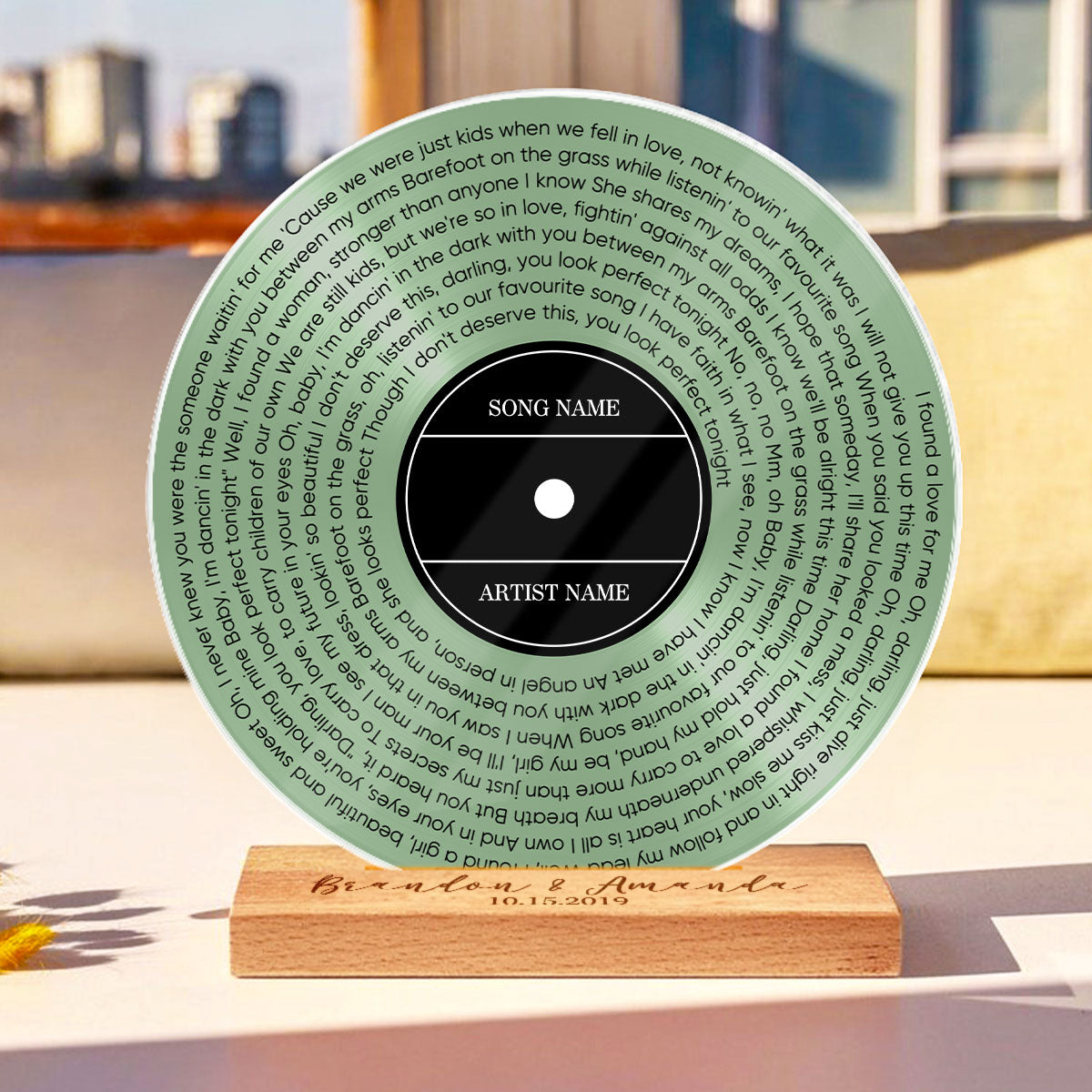 Our First Dance Vinyl Record Wedding Song Lyrics Acrylic Plaque, Perfect Anniversary Keepsake Gift For Couples For Her For Him