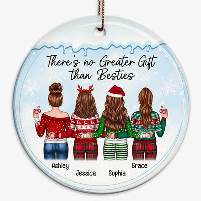 Snow Frame Best Friends Sisters Personalized Circle Ornament