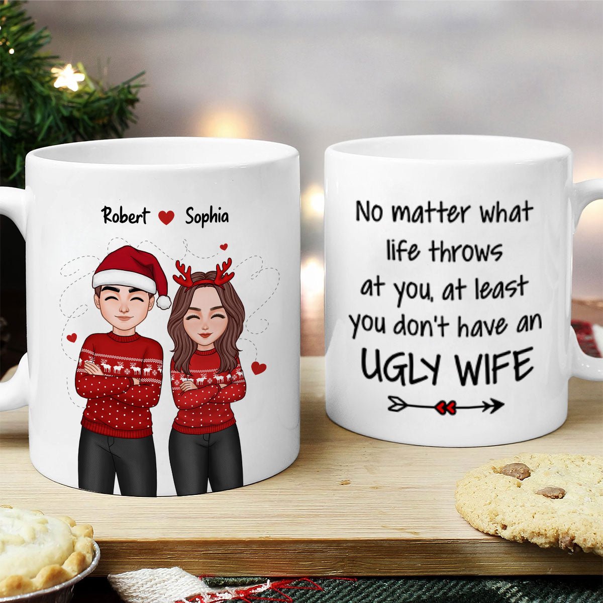 At You At Least You Don‘t Have An Ugly Wife Cool Couple Funny Gift For Husband Personalized Mug