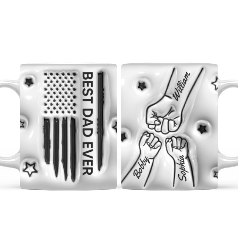 Best Dad Papa Grandpa Ever Fist Bump Outline Nation Flag Father‘s Day Gift Personalized 3D Inflated Mug