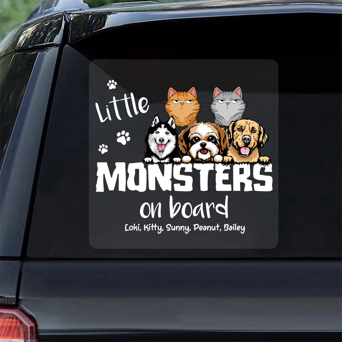 Little Monsters On Board Dog Cat Lover Personalized Car Decal