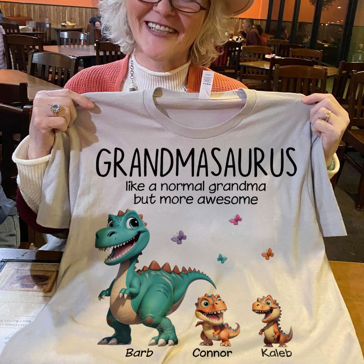 Grandmasaurus And Kids 3D Effect Dinosaurs Personalized Shirt | A