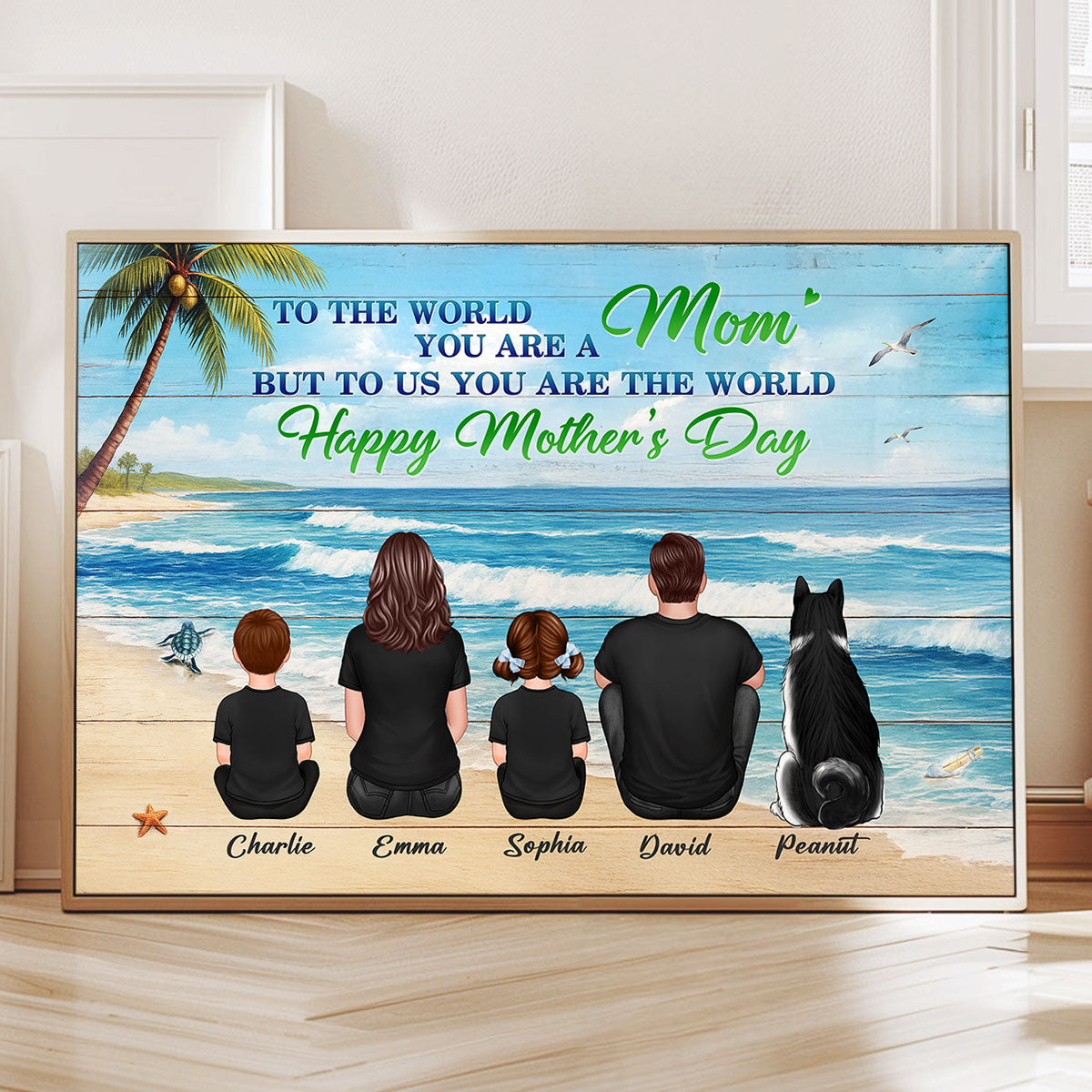 Beach Background Mom You are the World Personalized Poster