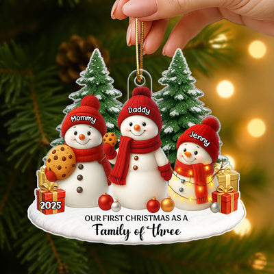 Our First Christmas As a Family of Three Four - Personalized Acrylic Ornament - Christmas Gift for New Parents