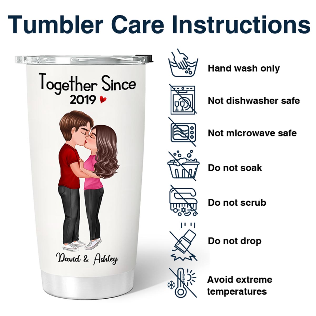 Doll Couple Kissing Gift For Him For Her Personalized Tumbler
