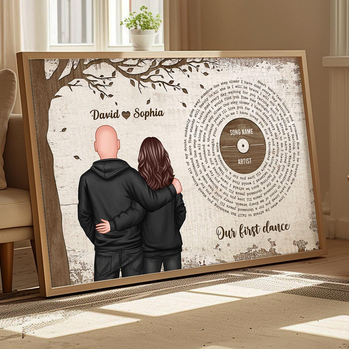 Favorite Place In The World Couple Back View Favorite Song Vinyl Lyrics Personalized Poster, Gift For Him, For Her, For Valentine's Day
