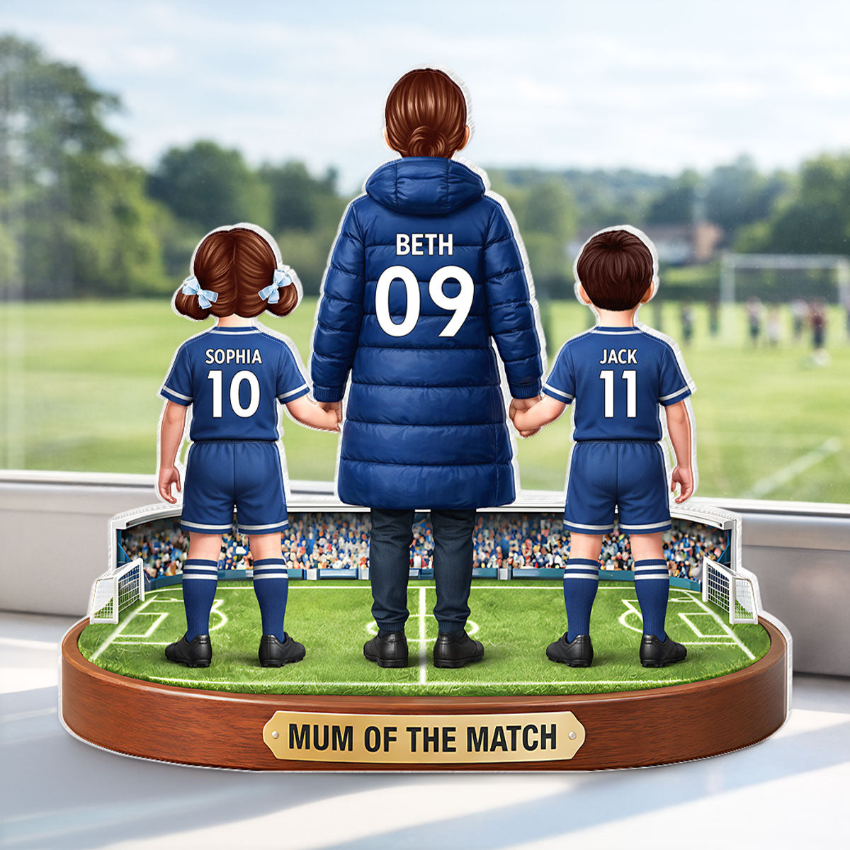 Mum Of The Match - Personalised Acrylic Block Plaque - Gift For Football Mum