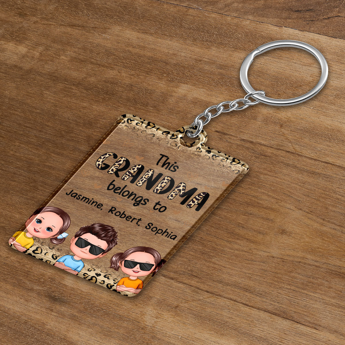 This Grandma Mom Belongs To Leopard Doll Kids Personalized Acrylic Keychain
