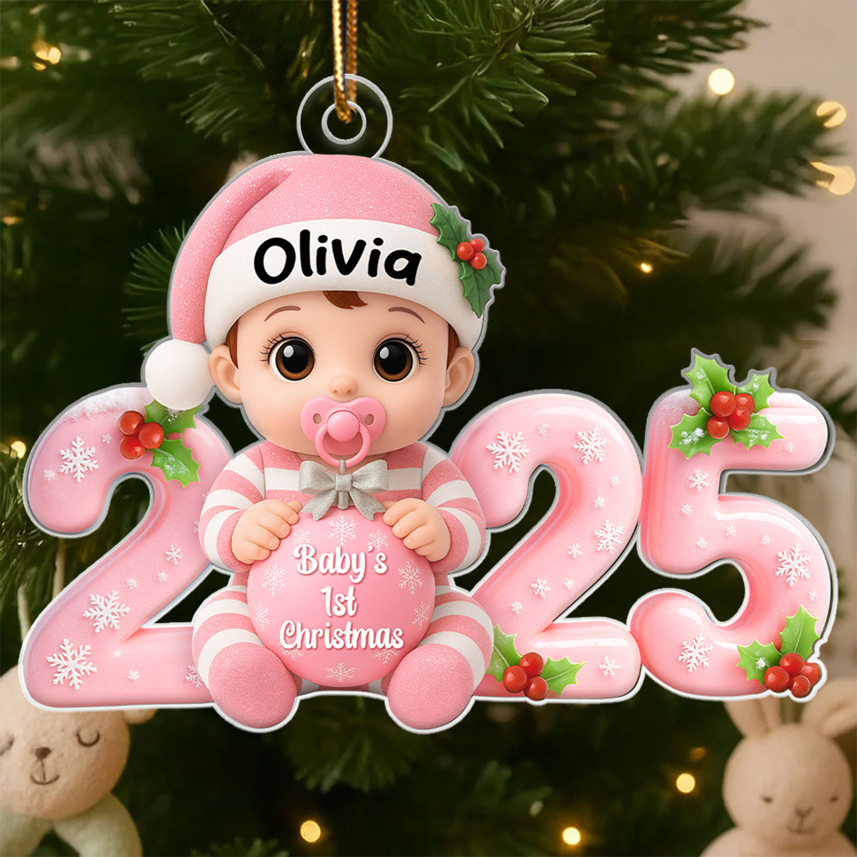 3D Effect Baby 1st Christmas 2025 - Personalized Acrylic Ornament - Heartwarming Christmas Gift For New Born, Baby