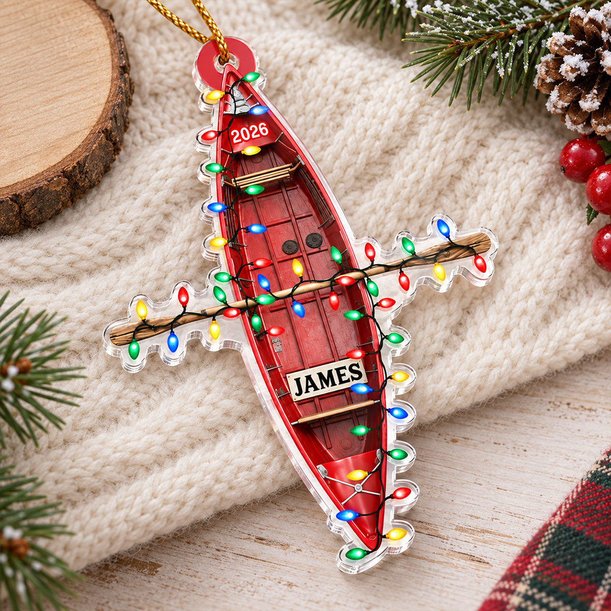 Custom Name Boat - Personalized Acrylic Ornament, Christmas Tree Hanging Decor, 2D Flat Ornament, Sailing Boat