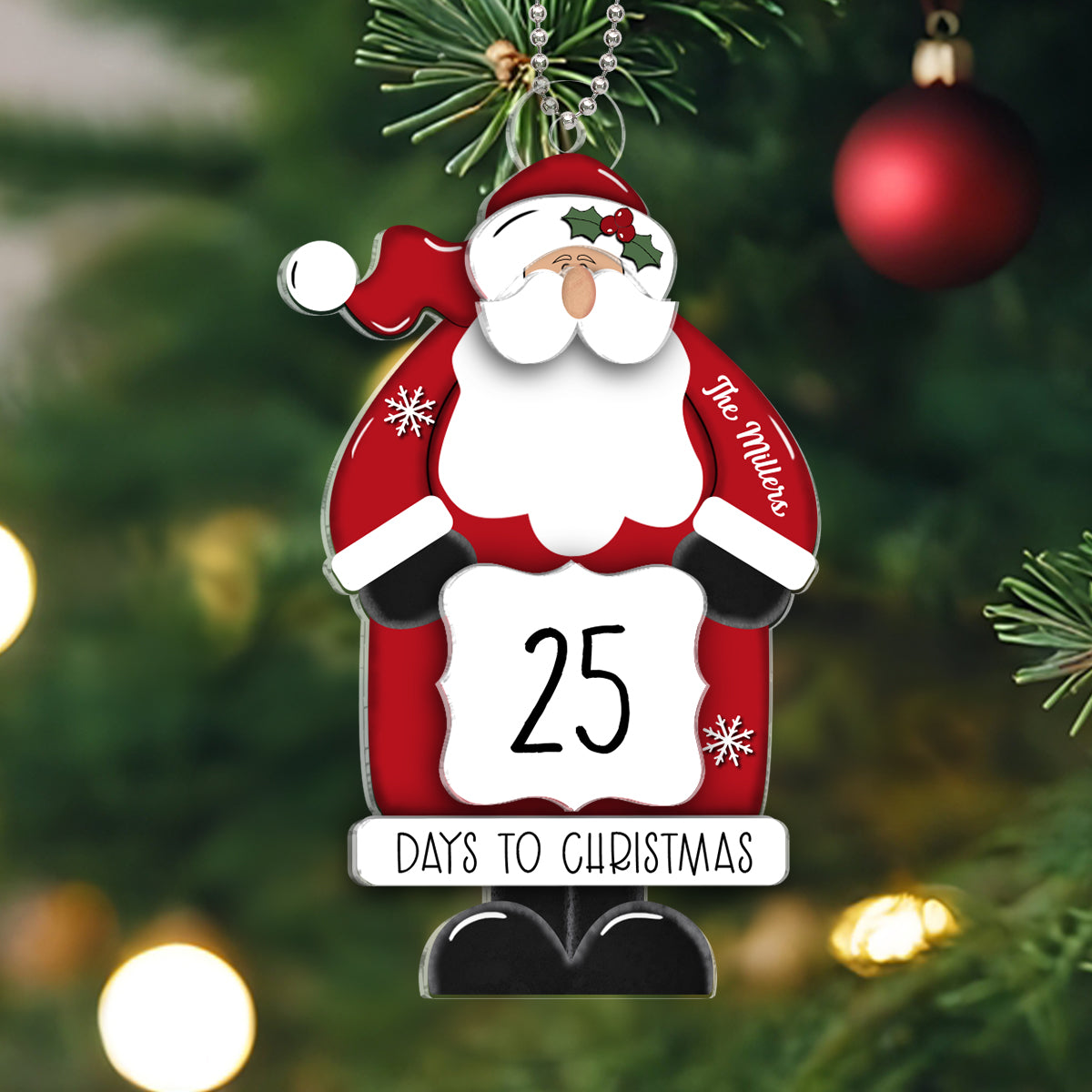 Santa Countdown Days To Christmas Personalized 2-Layer Acrylic Ornament