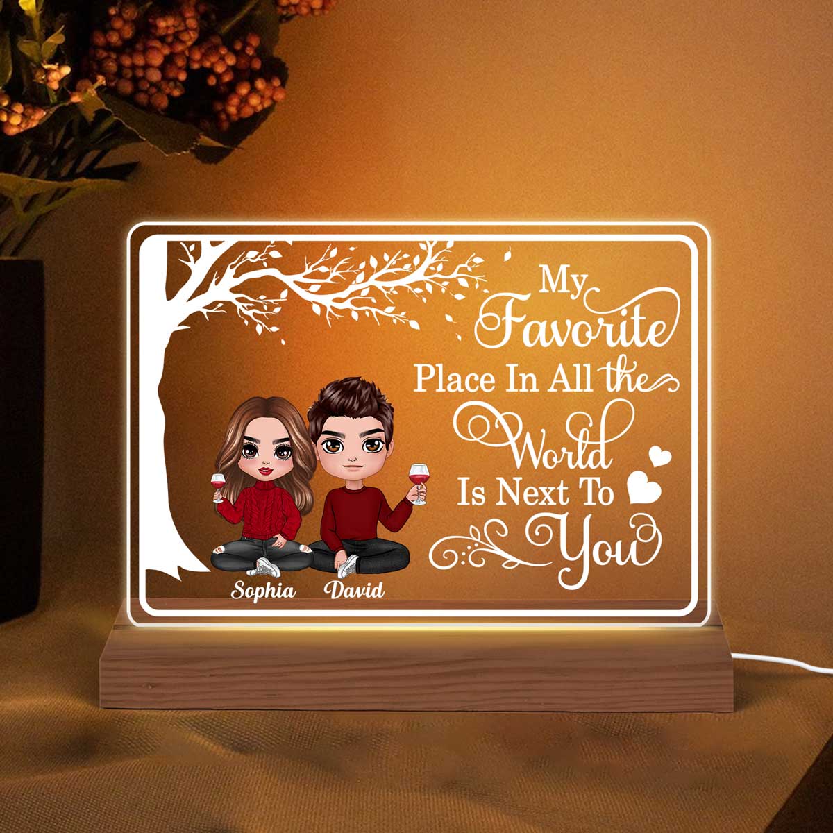 My Favorite Place Doll Couple Sitting Personalized Custom Shape LED Night Light LED Lamp