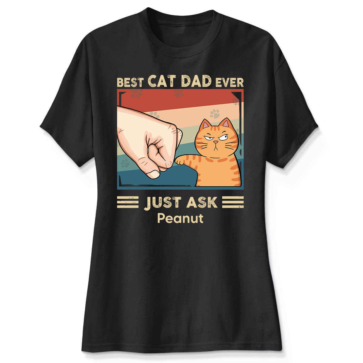 Retro Best Cat Dad Ever Fist Bump Funny Cute Cats Personalized Shirt