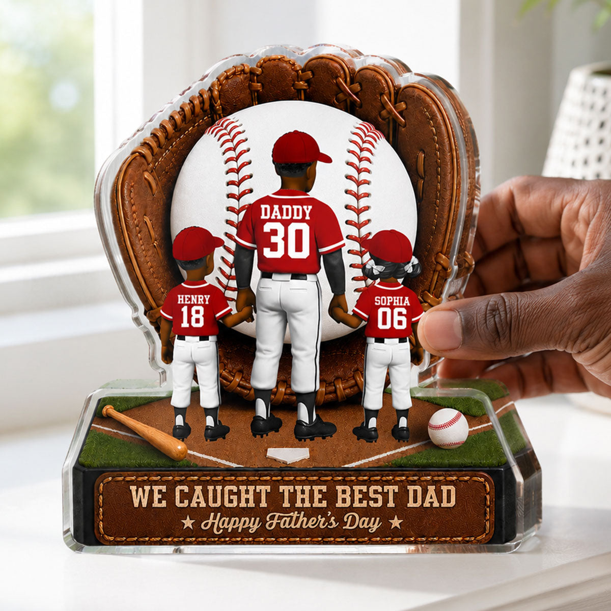 Baseball Dad Legend We Caught The Best Dad - Personalized Acrylic Block Plaque - Father's Day Gift For Dad