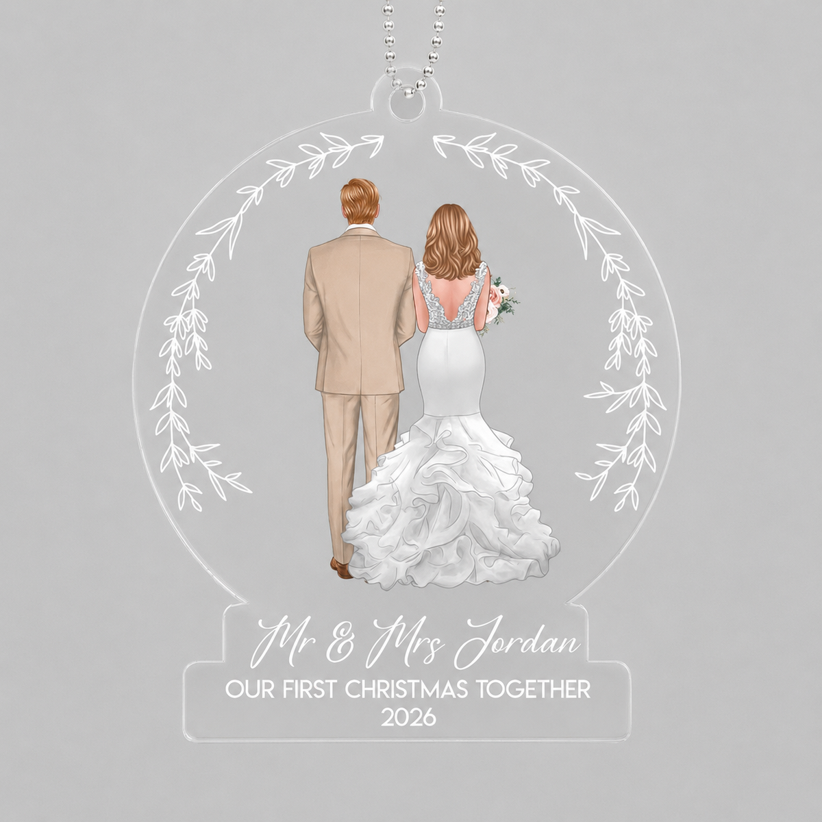 Wedding Couple Back View Dog Personalized Acrylic Ornament