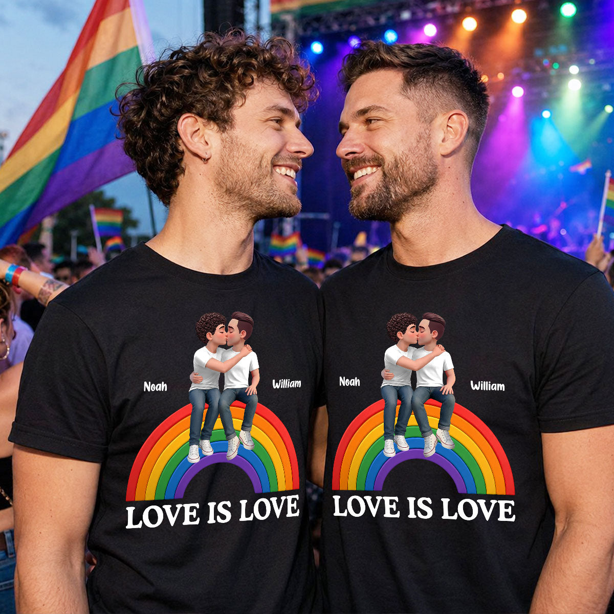 LGBT+ Couple Love Is Love - Personalized Shirt - Matching Shirts For Couple, Happy Pride Month