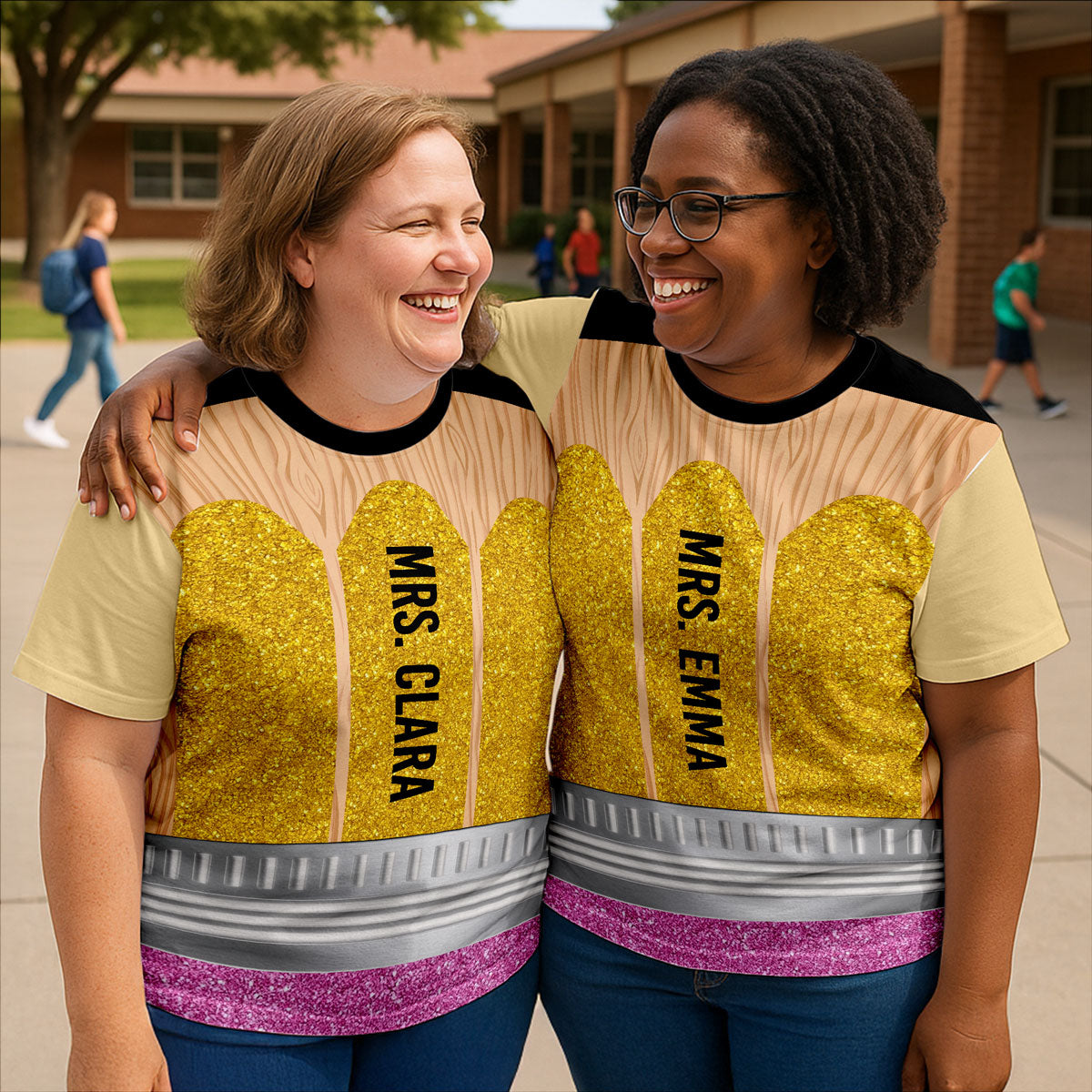 Pencil Personalized Group Matching Shirt, Halloween Costume For Teachers