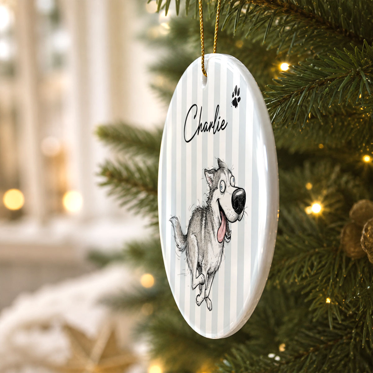 Watercolor Pet Zoomies Portrait From Your Photo - Personalized Ceramic Ornament - Christmas Keepsake For Dog Cat Lover
