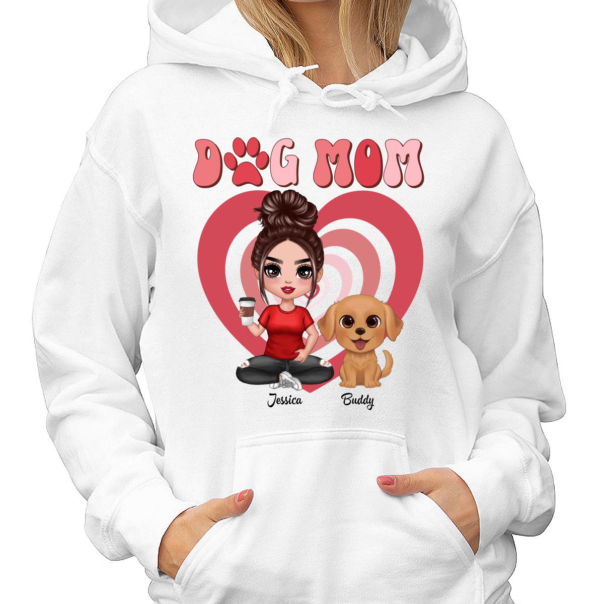 Watercolor Cute Dogs Valentine‘s Day Hearts Pattern Dog Mom Personalized Shirt