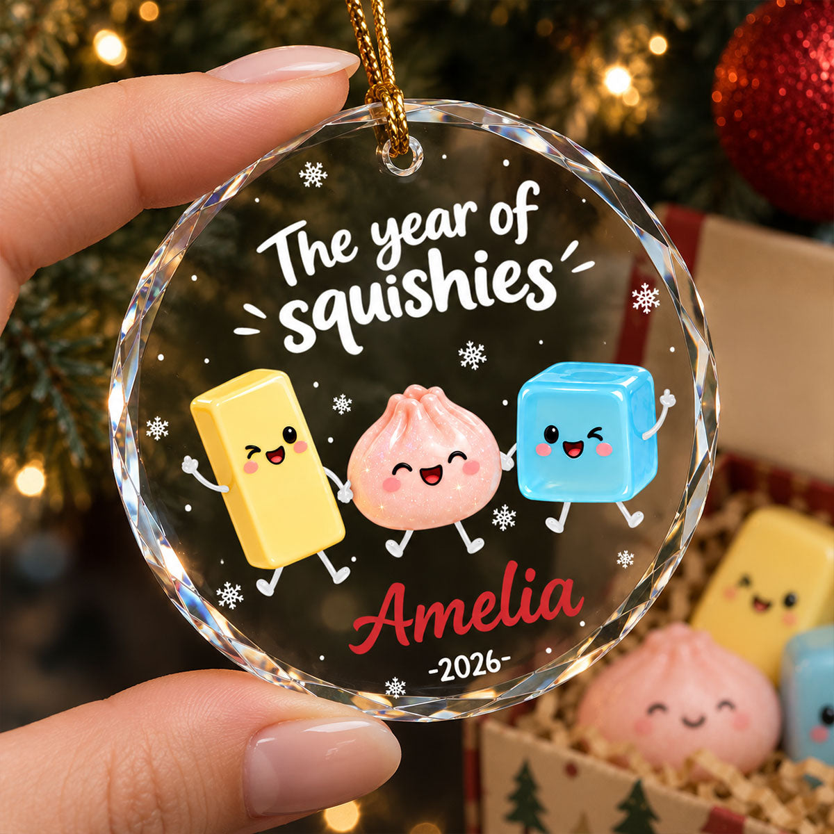The Year Of Squishies 2D Flat - Personalized Glass Ornament - Christmas Gift For Squishy Lovers, Gift for Kids, 2026 Keepsake
