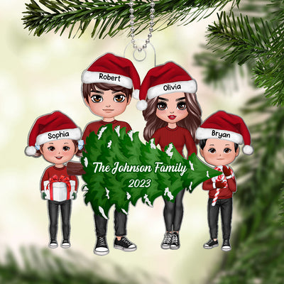 Family Decorating Tree Together Personalized Acrylic Ornament