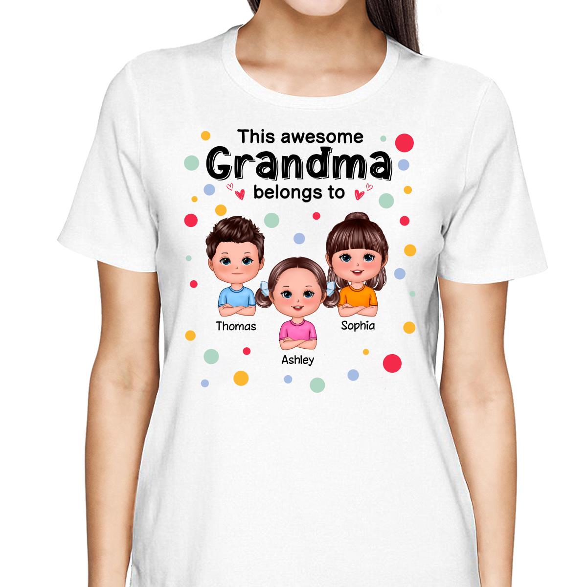 This Mom Grandma Dad Grandpa Belongs To Cute Doll Kids Colorful Dot Personalized Shirt