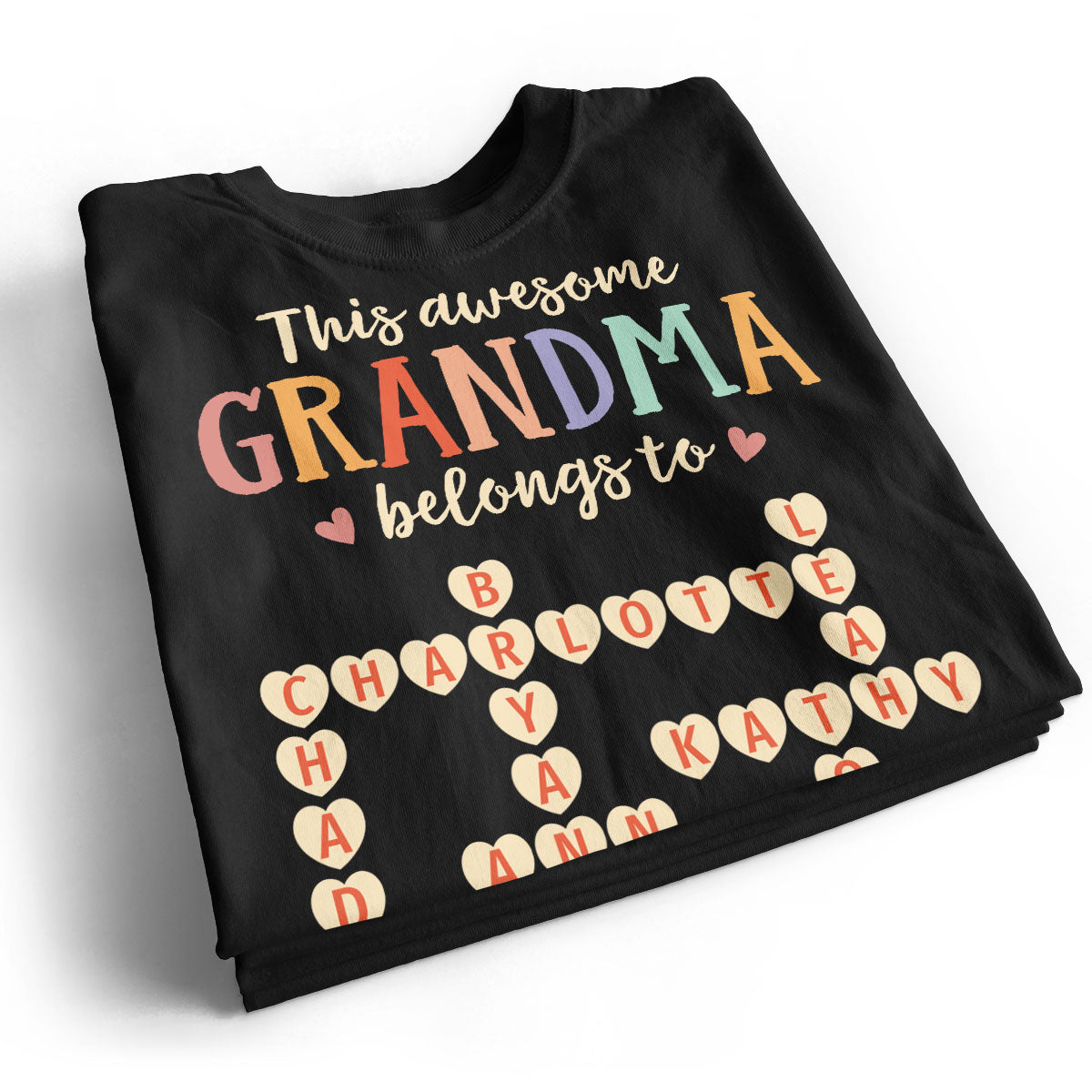This Grandma Belongs To Grandkids Heart Crossword Puzzle Personalized Shirt