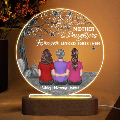 Mother Daughter Linked Forever Blossom Tree Personalized Circle LED Night Light Acrylic LED Lamp