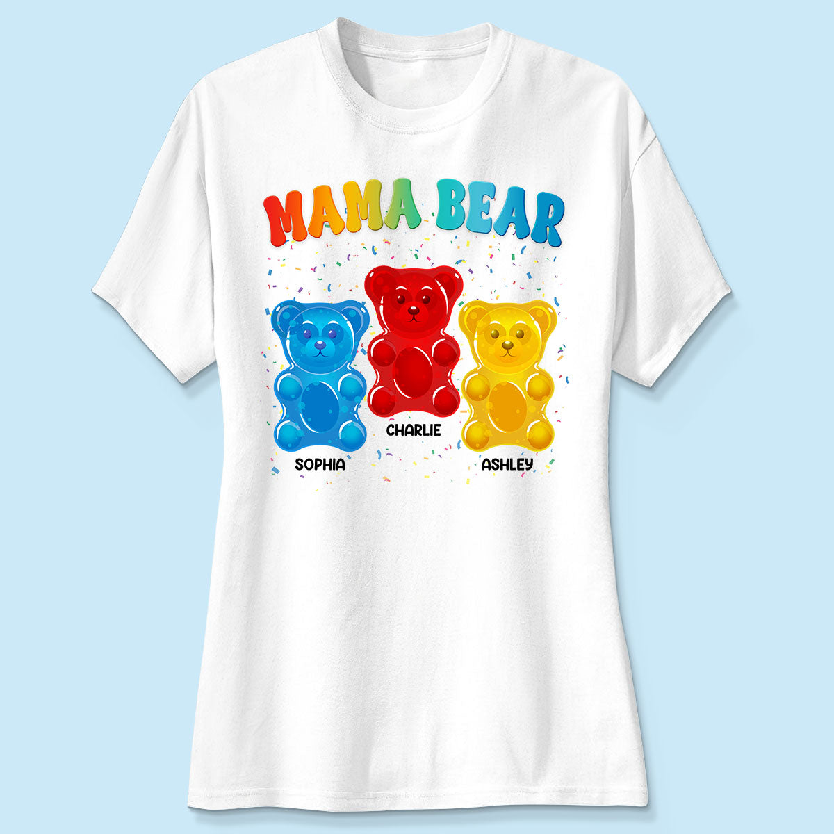 Mama Bear Colorful Bear Gift for Mom Grandma Personalized Shirt