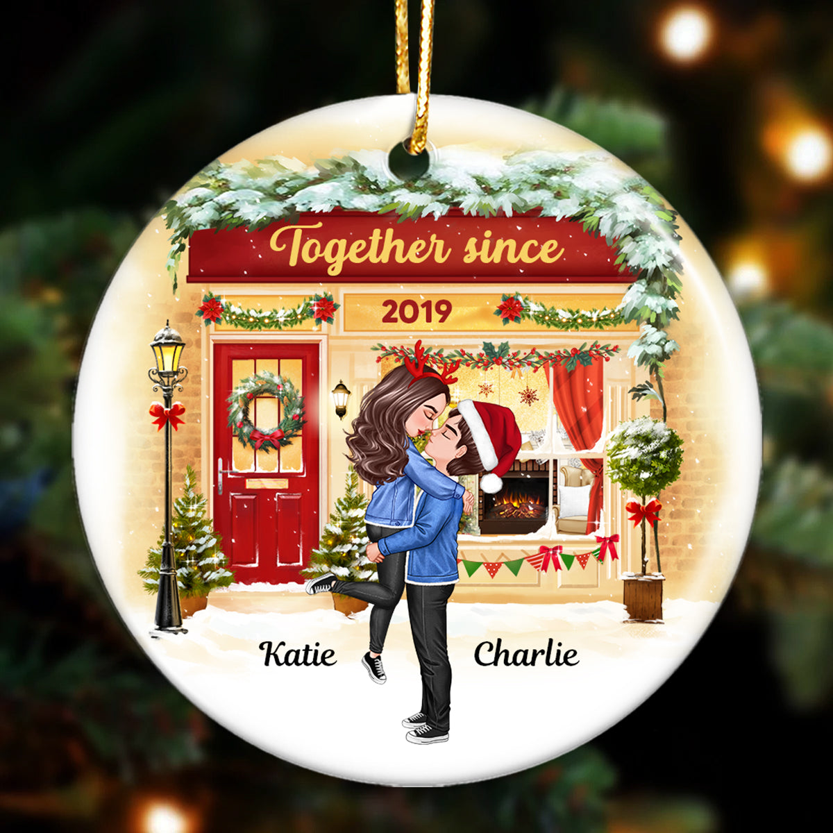 Winter Couple We Got This Personalized Christmas Circle Ornament