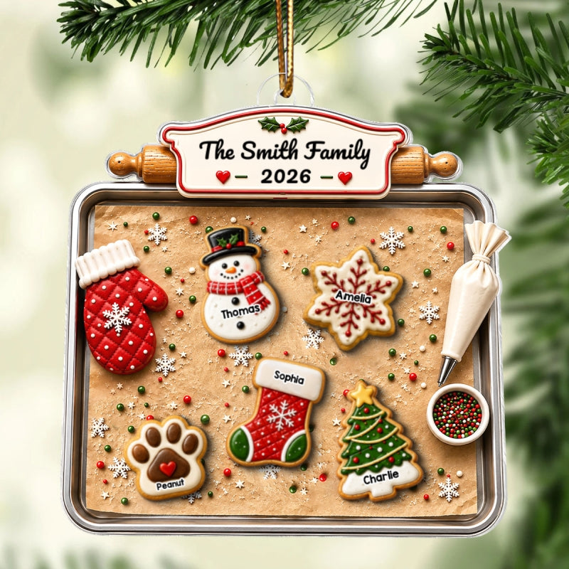 Family Gingerbread Cookie - Personalized Acrylic Ornament - Family Holiday Keepsake Gifts