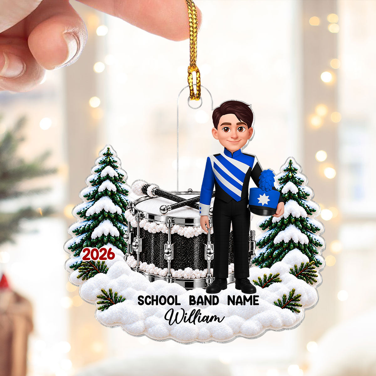 Trumpet Drum Marching Band Design For Boy Girl - Personalized Acrylic Ornament - Gift For Granddaughter, Grandson