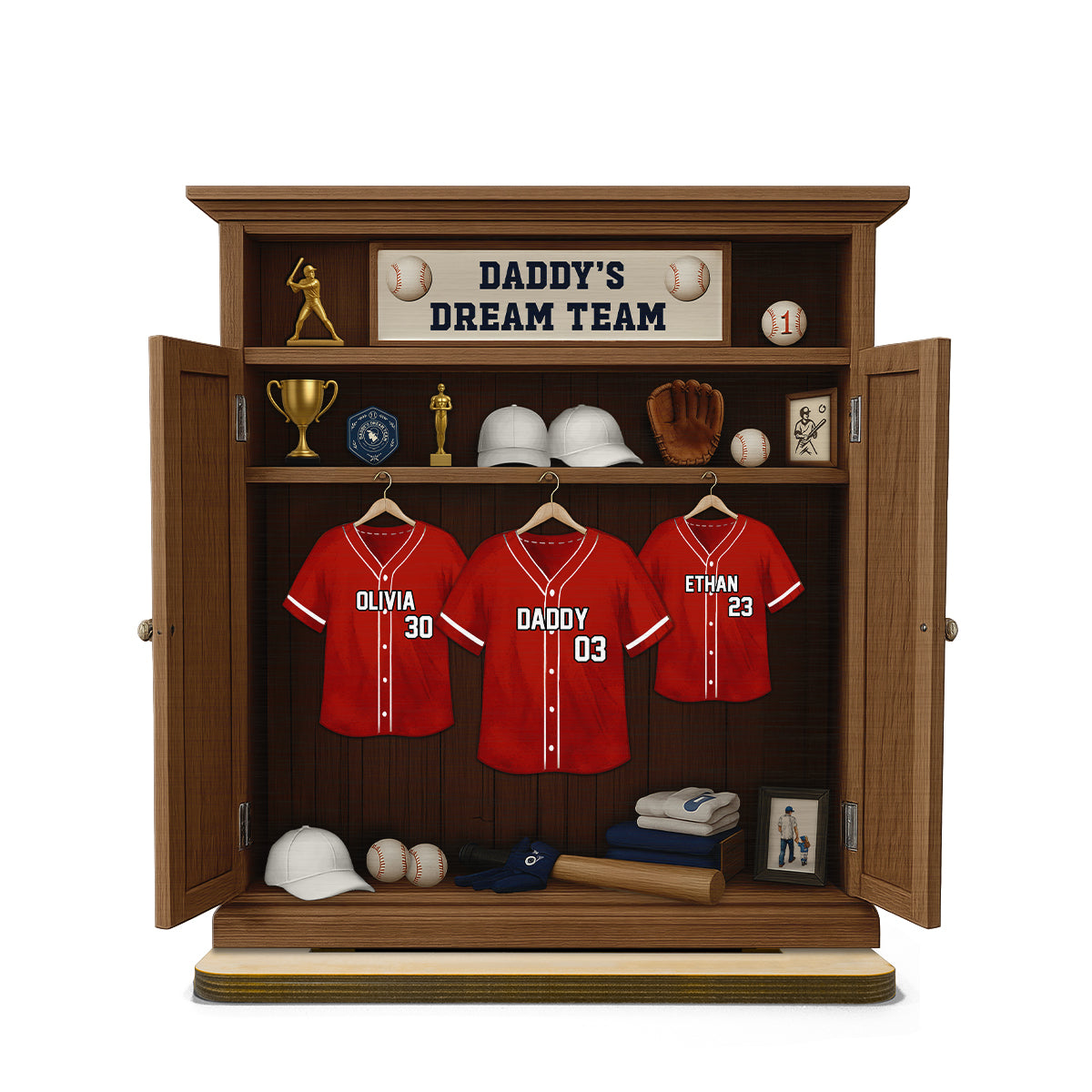 Daddy Dream Team Baseball Personalized Standing Wooden Plaque, Father's Day Gift For Dad, Gift for Husband